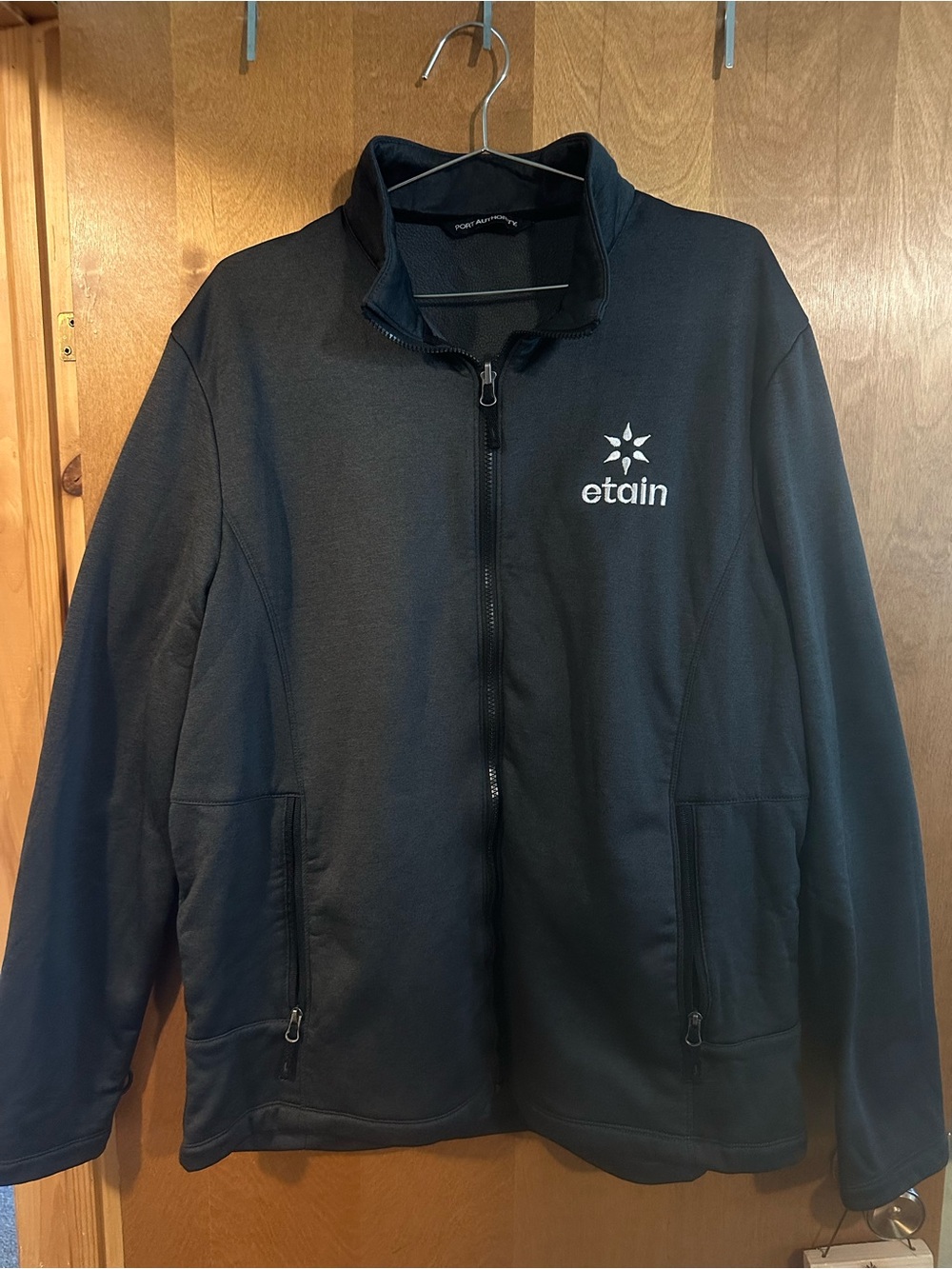 Etain Black Full-Zip Track Jacket with Embroidered Logo